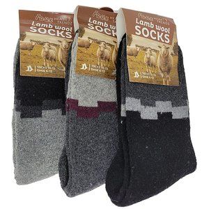 Men's Faux Lamb Wool Crew Socks, Warm Winter Heavy Duty Boot Sux, 3 Pairs, NEW